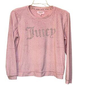 Juicy Couture Velour Night Sweatshirt Pink‎ Camo Rhinestones Medium Soft Sleep